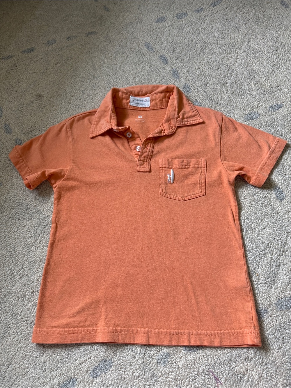 johnnie-O Kids Orange Short Sleeve Polo with Chest Pocket
